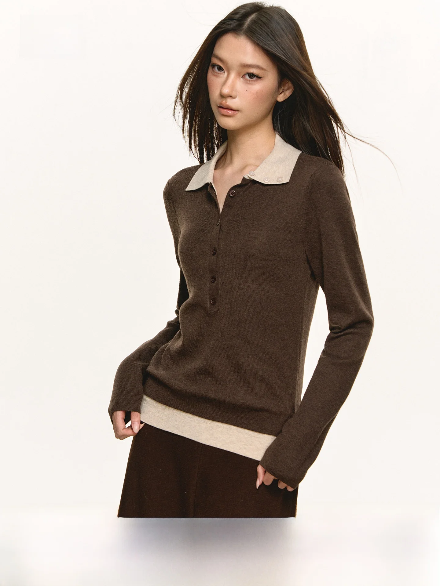 

Уникальная женская вязаная шерстяная кофта Anna Aneae с отложным воротником и одной пуговицей, весна-осень, в стиле колор-блок