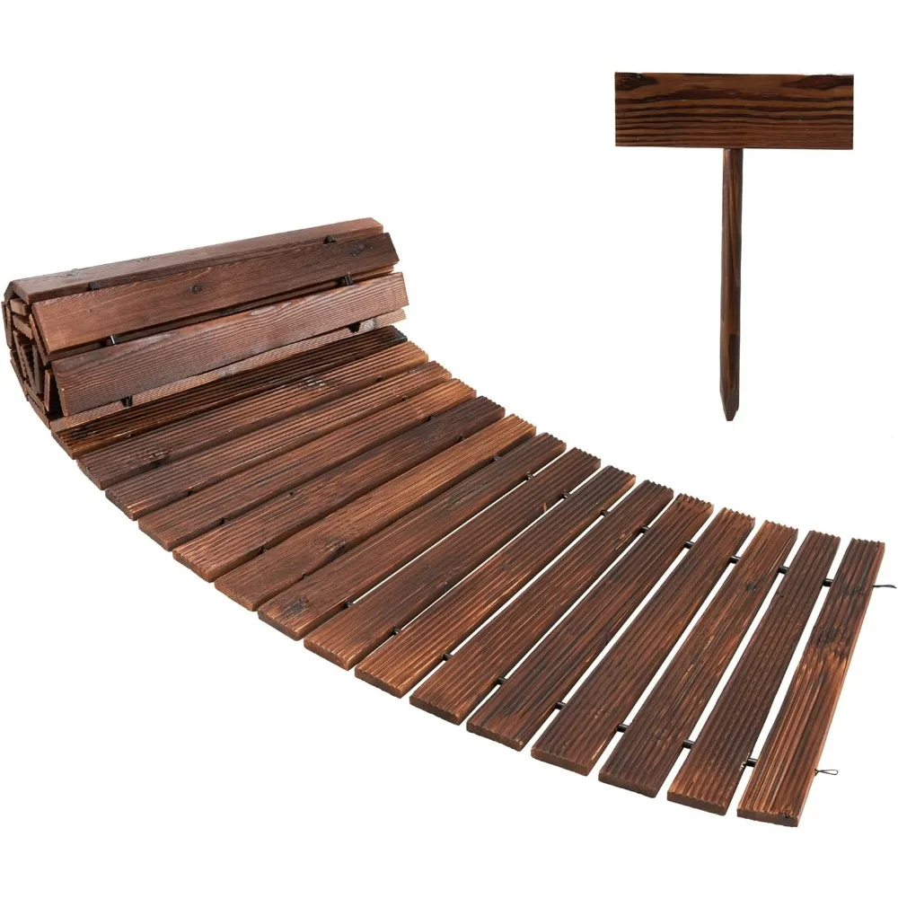 

Roll Up Wood Garden Pathway Outdoor Curved Walkway Patio Flooring Lawn Beach Boardwalk for Wedding Party Decor