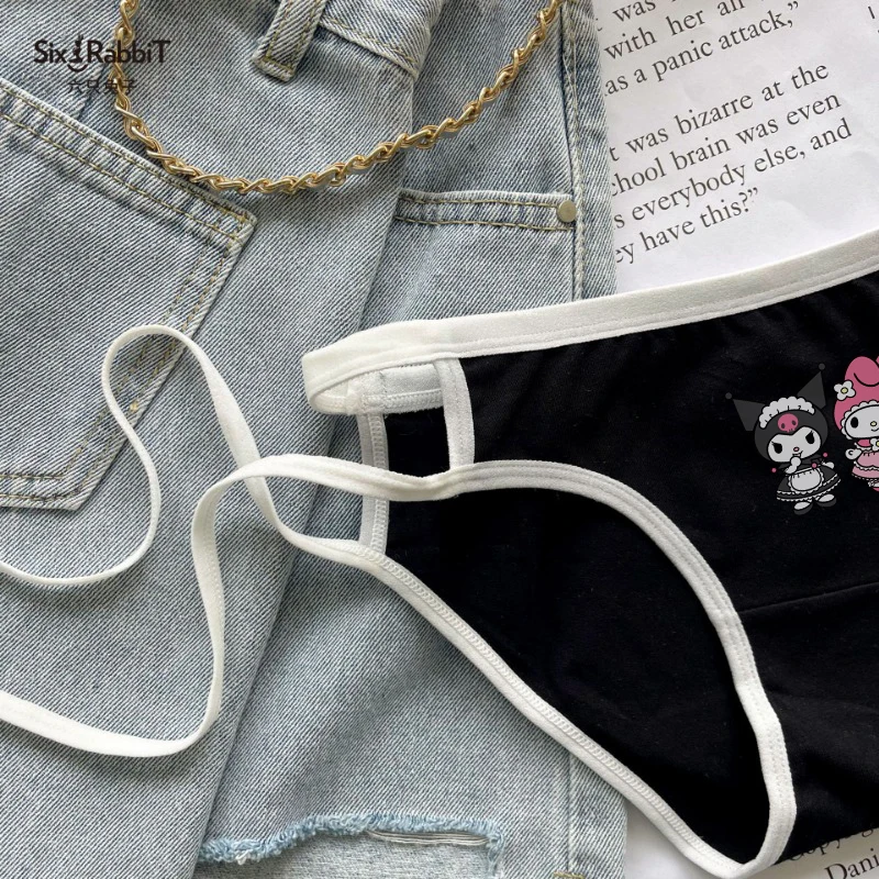 Kuromi Melody Cartoon Anime Cute Kawaii Women Underwear 100% Cotton Breathable Cosy Briefs Adjustable Strap Underpants Girl Gift