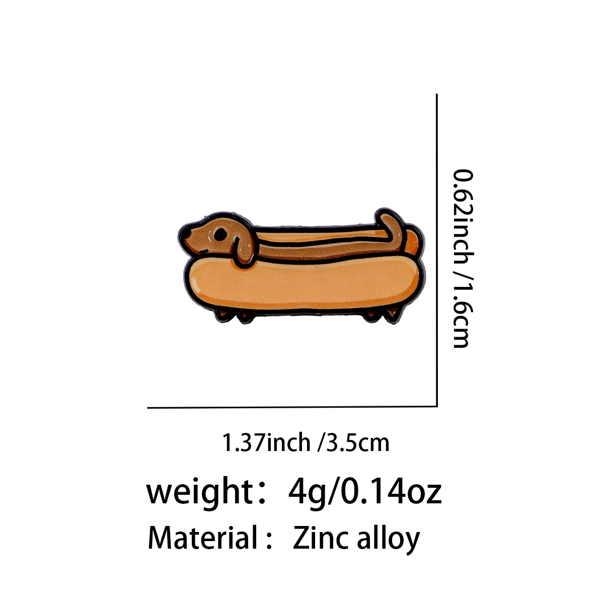 Lustige Dackel-Hunde-Emaille-Anstecknadel, Niedliche Würstchenhunde-Brosche für Tierliebhaber & Rucksack-Dekoration, Geschenk für Freunde – Detail 1