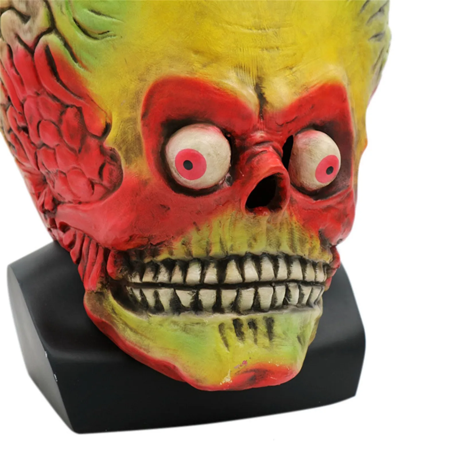 قناع الهالوين الهجمات المريخ سوليدي قناع الهالوين كامل الرأس اللاتكس مخيف الغريبة الدماغ قناع حفلة Ufo المريخ تأثيري حلي الدعائم