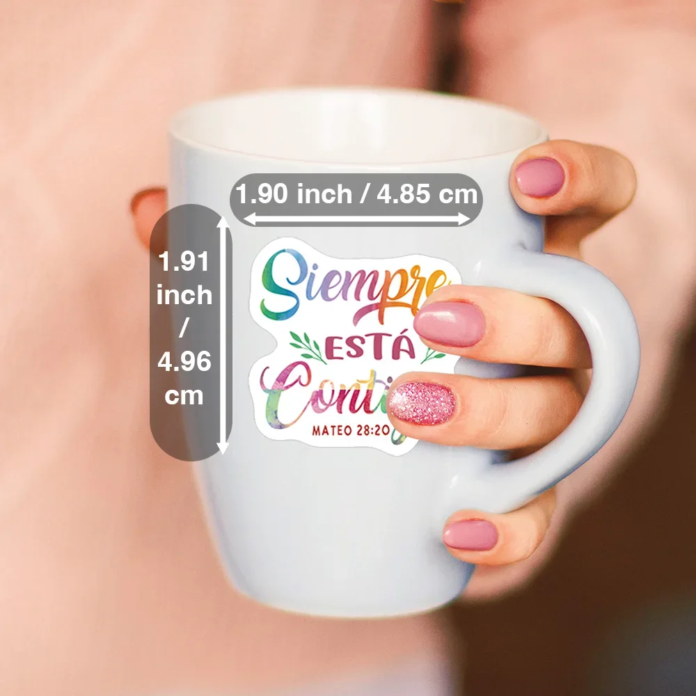 50 Stück wasserdichte Latina-Bibel-Zitat-Aufkleber, spanische Sprüche, Aufkleber für Wasserflaschen, Laptop, Telefon, Gepäck, Aufkleber, Scrapbooking – Detail 3