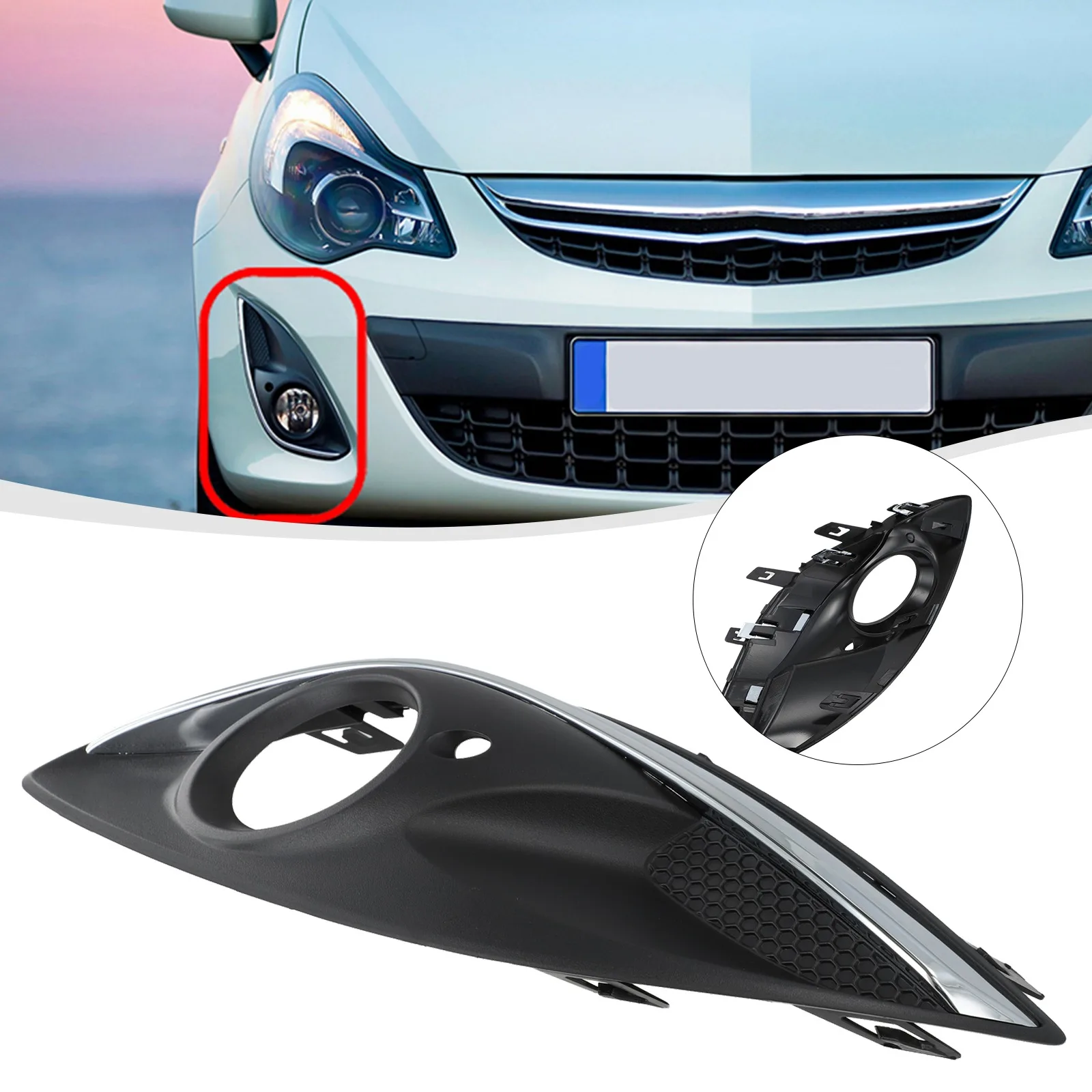 Automotive Accessories Fog Light Grill Cover Made Of ABS Material Non-deformed Structure for OEM Compatible For Vauxhall Corsa D