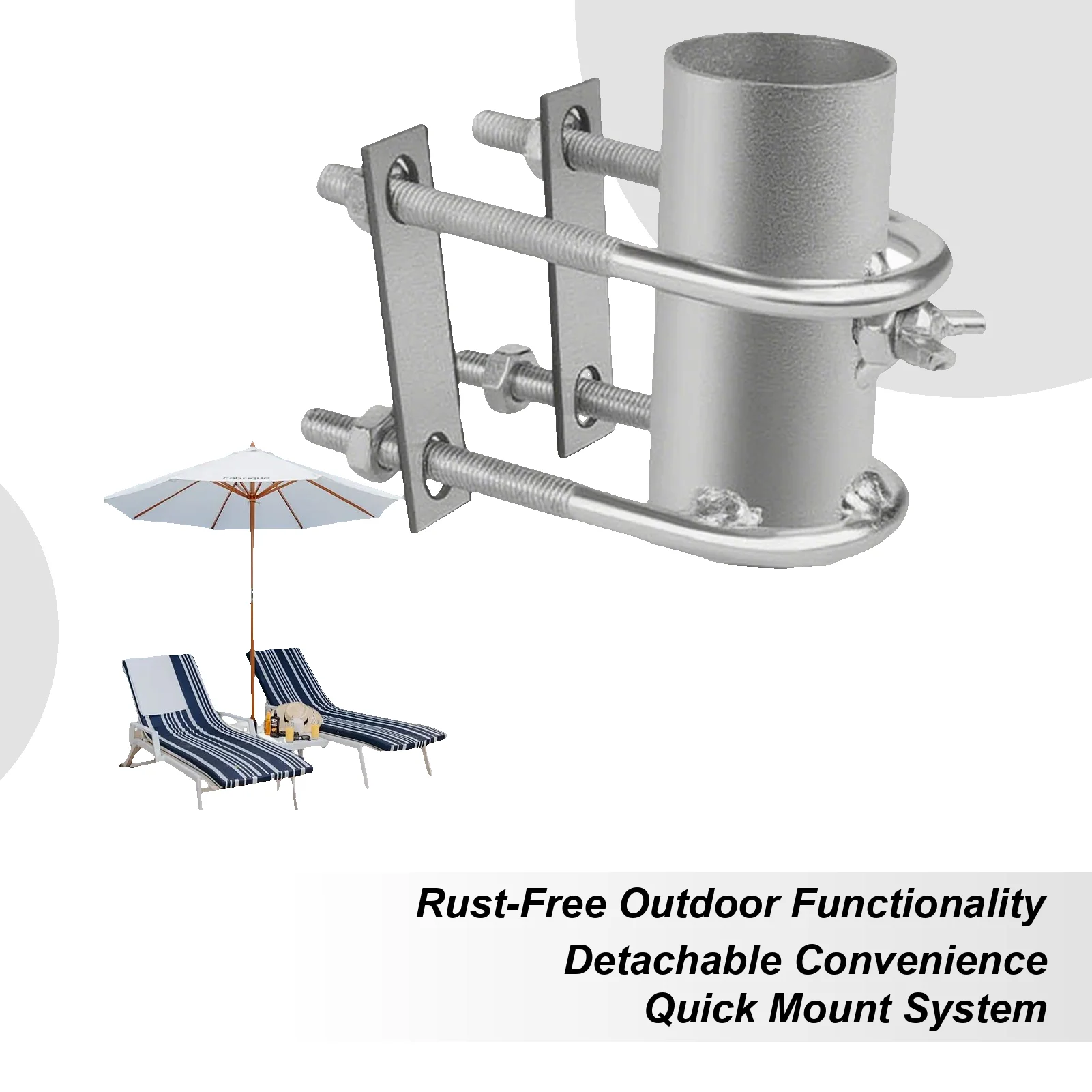 

Umbrella Holder For Deck Railing Patio Balcony Umbrella Stand Clip Attachable Adjustable Bracket Base Portable Pole Stand For