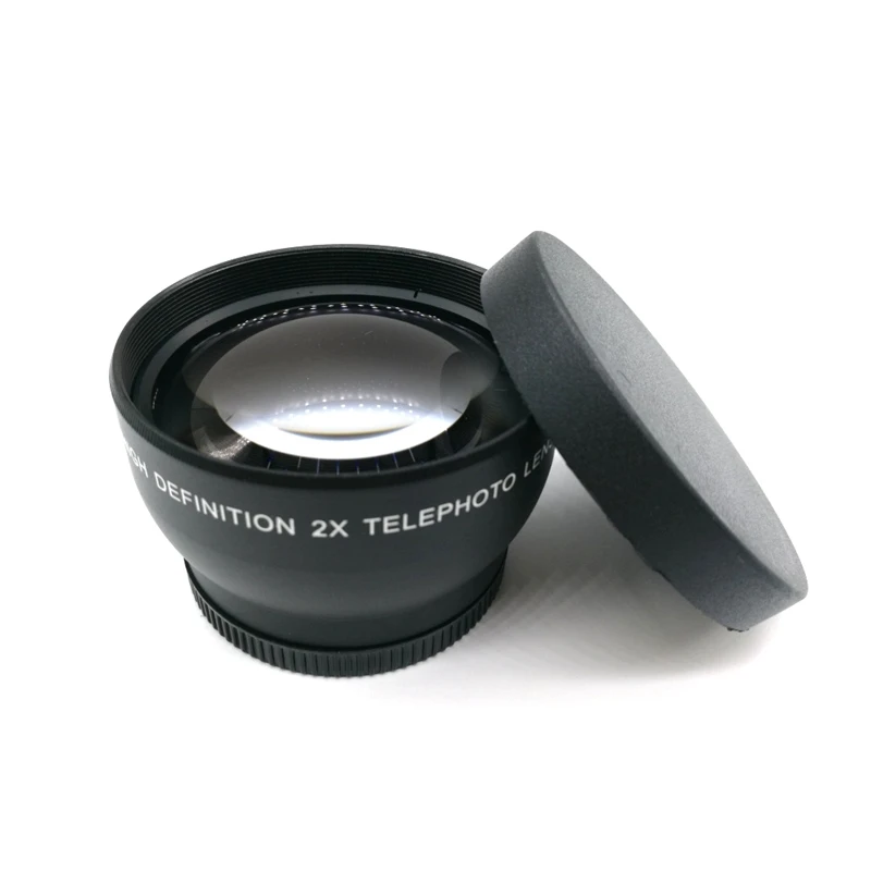 52Mm 2X Magnification Telephoto Lens For Nikon AF-S 18-55Mm 55-200Mm Lens Camera Black