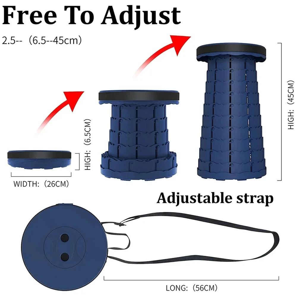 Telescopic Folding Camping Chair, Portable Foldable Camping Stool, Folding Beach Chair, Foldable Stool for Fishing Hiking Garden