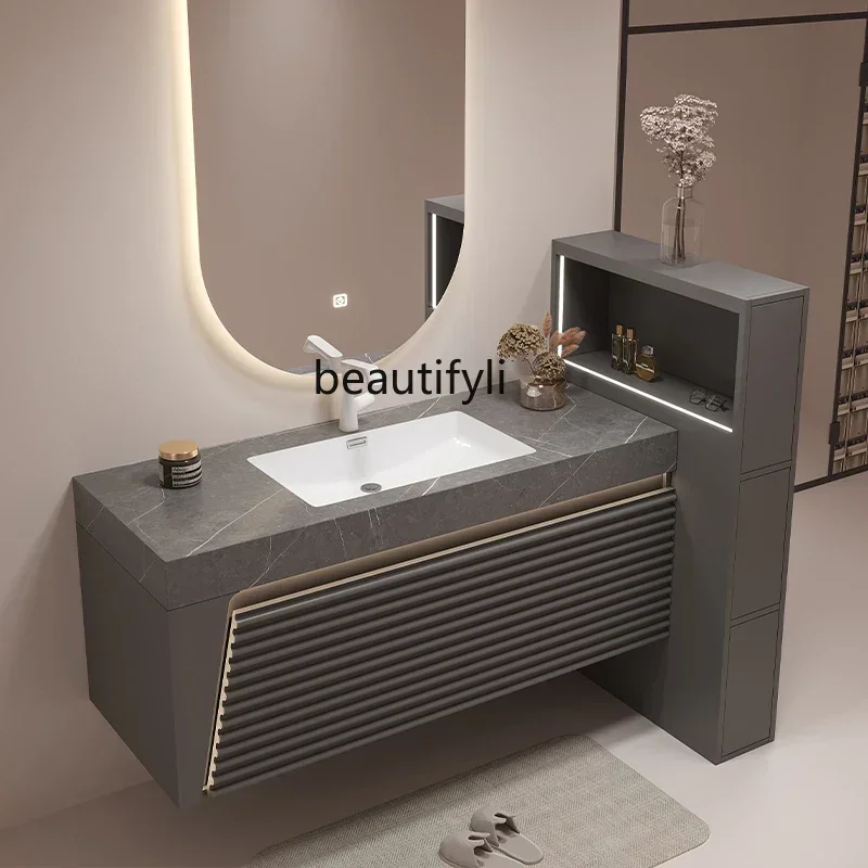 

cqyModern Minimalist Solid Wood Bathroom Cabinet Light Luxury Bathroom Stone Plate Washstand Wash Basin Washbasin Bathroom