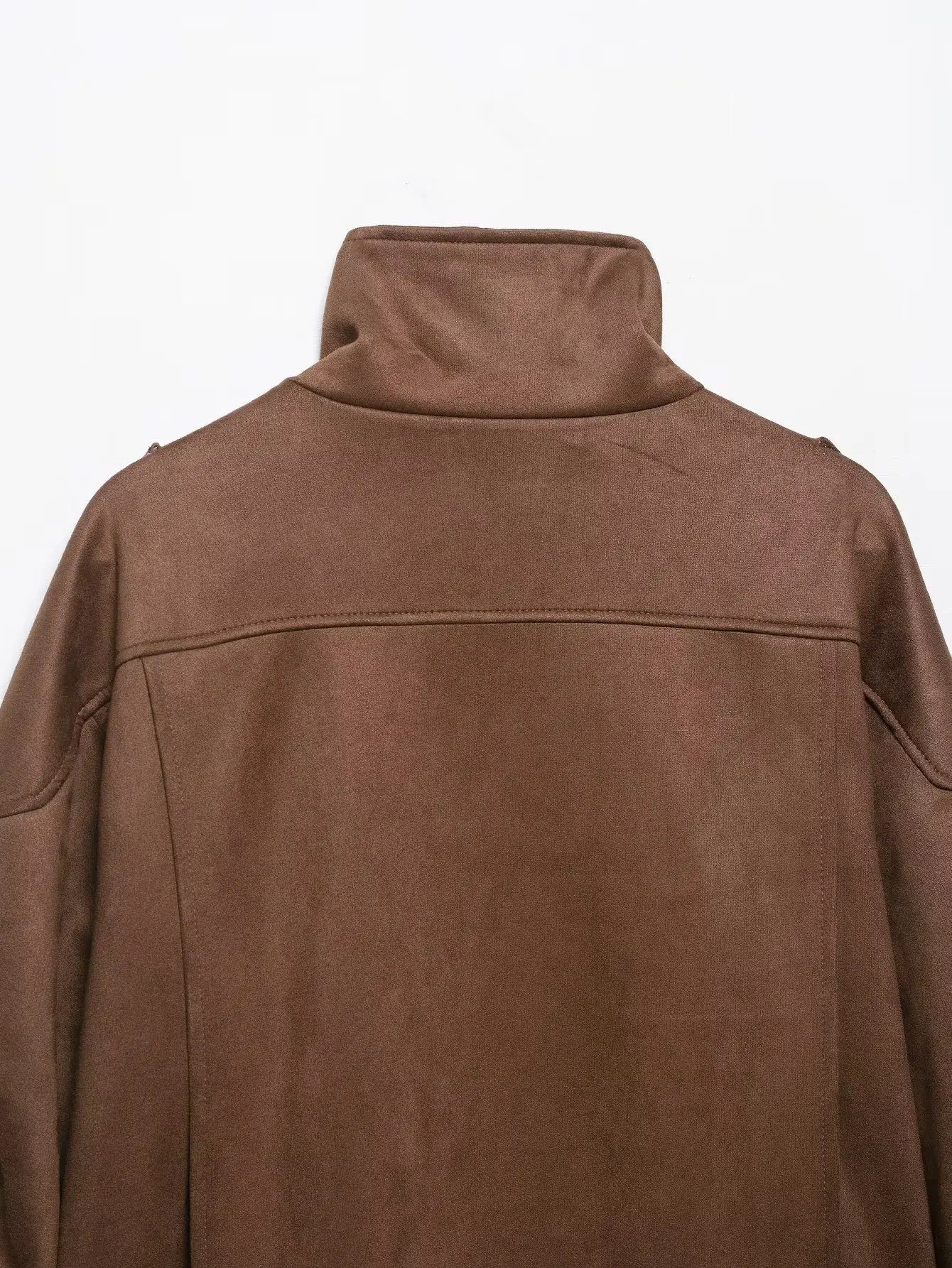 Nowa damska kurtka z brązowego zamszu na jesień, vintage streetwear, kurtka zamszowa damska z paskiem, vintage rękaw latarnia, brązowe płaszcze