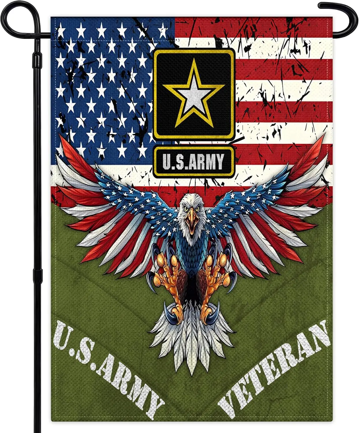 American Army Veteran Garden Flag 12x18 Inch American Eagle Military Garden Flag Double Sided Memorial Day 4th of July Independe