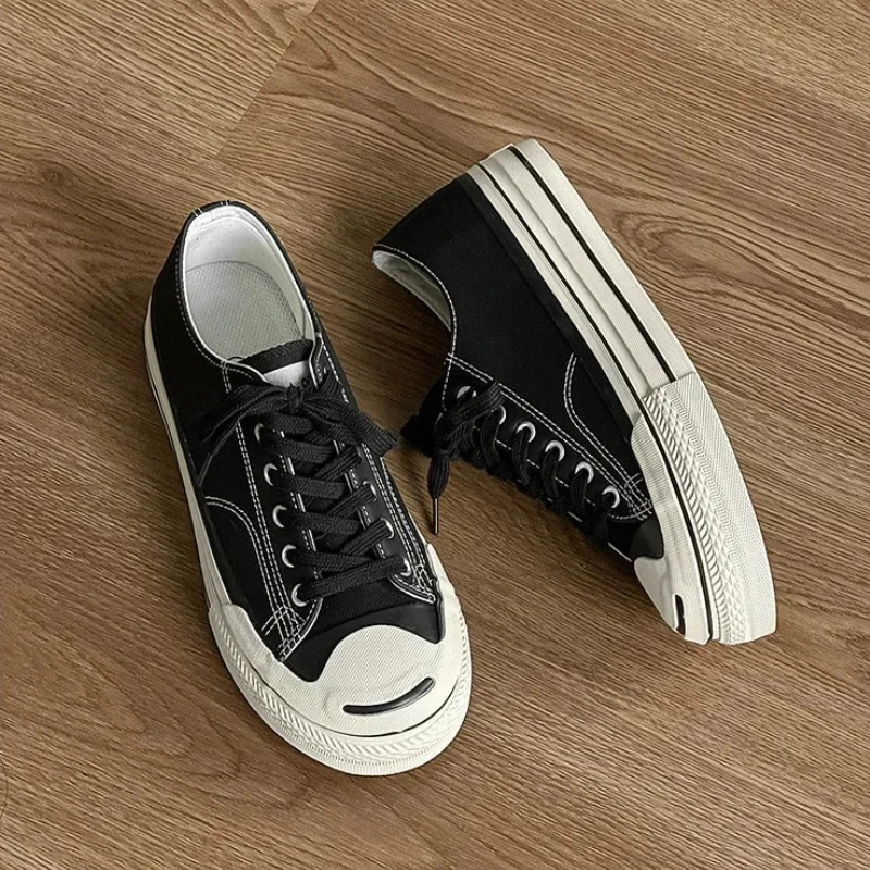 

Мужская парусиновая обувь с низким берцем, дышащая летняя новая стильная обувь без шнуровки на толстой подошве, спортивная обувь для отдыха, цементная обувь