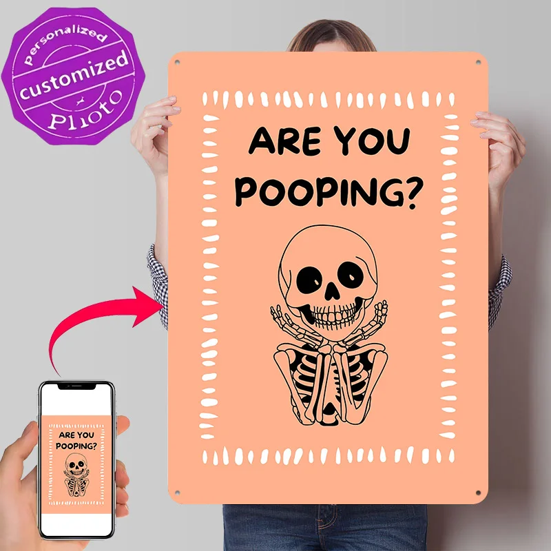 Funny Skeleton Halloween Question Art Personalized 3D Textured Metal Poster Wall Art Tinplate Sign for Luxury Decoration Home