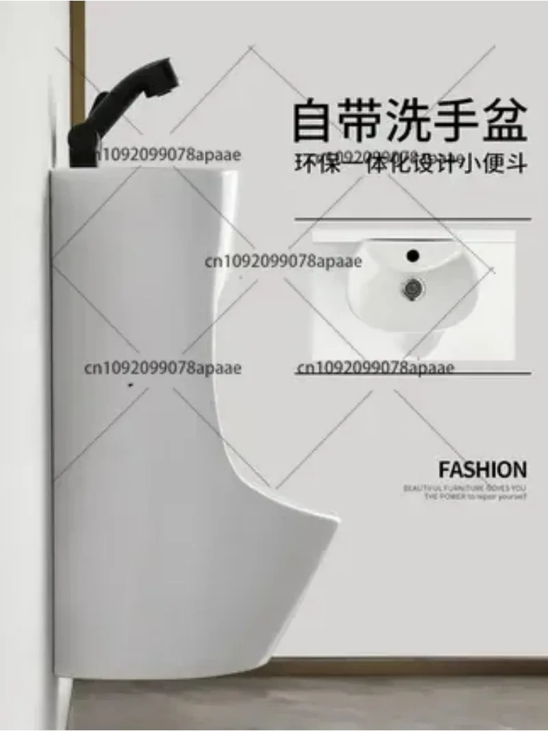 Picture 7: Water Saving Wall Mounted Ceramic Urinal with Wash Basin, Splash Proof Small Household Urinal for Bathroom