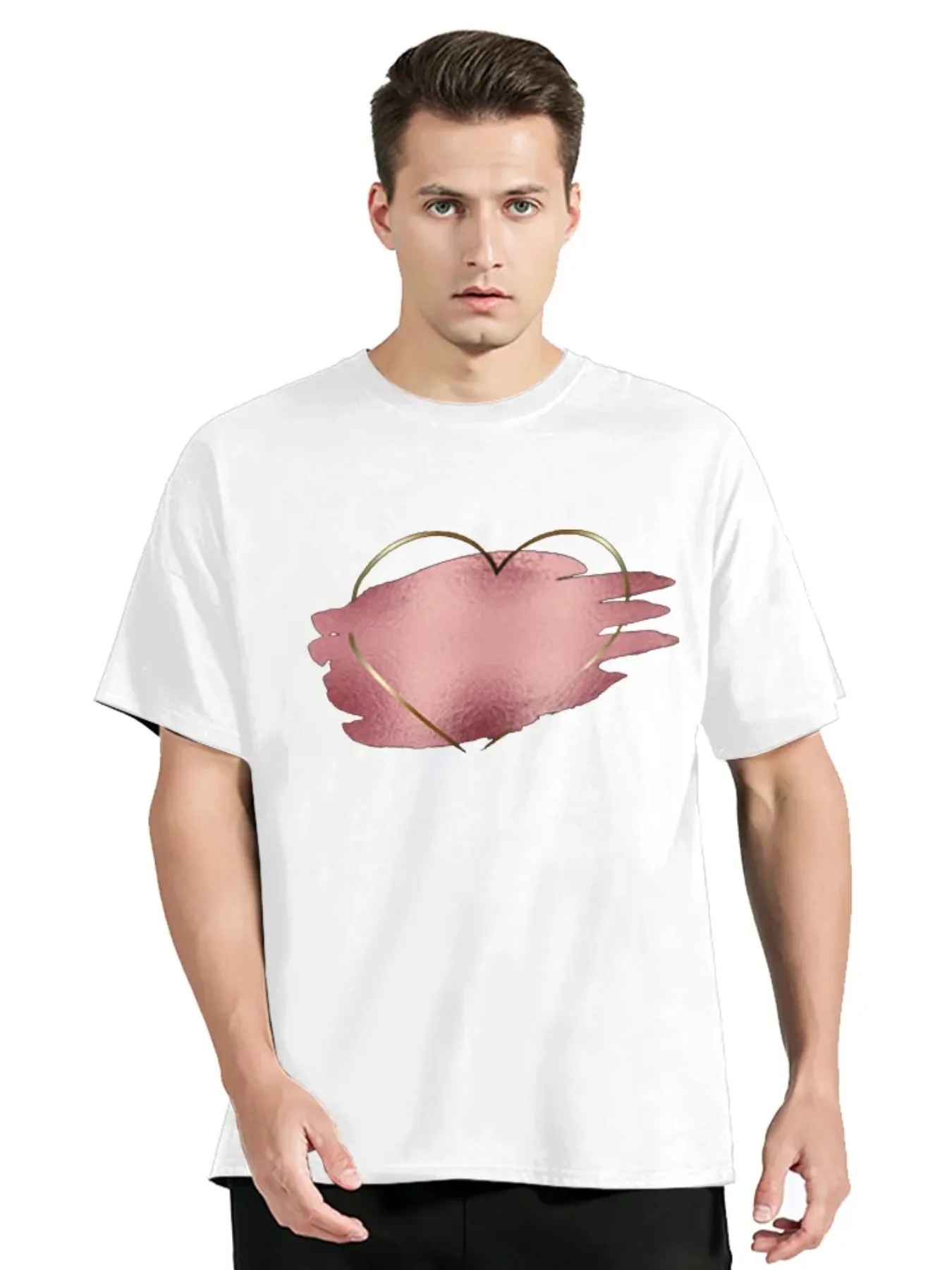 

Plus Size Cotton T-Shirt with Love Heart
