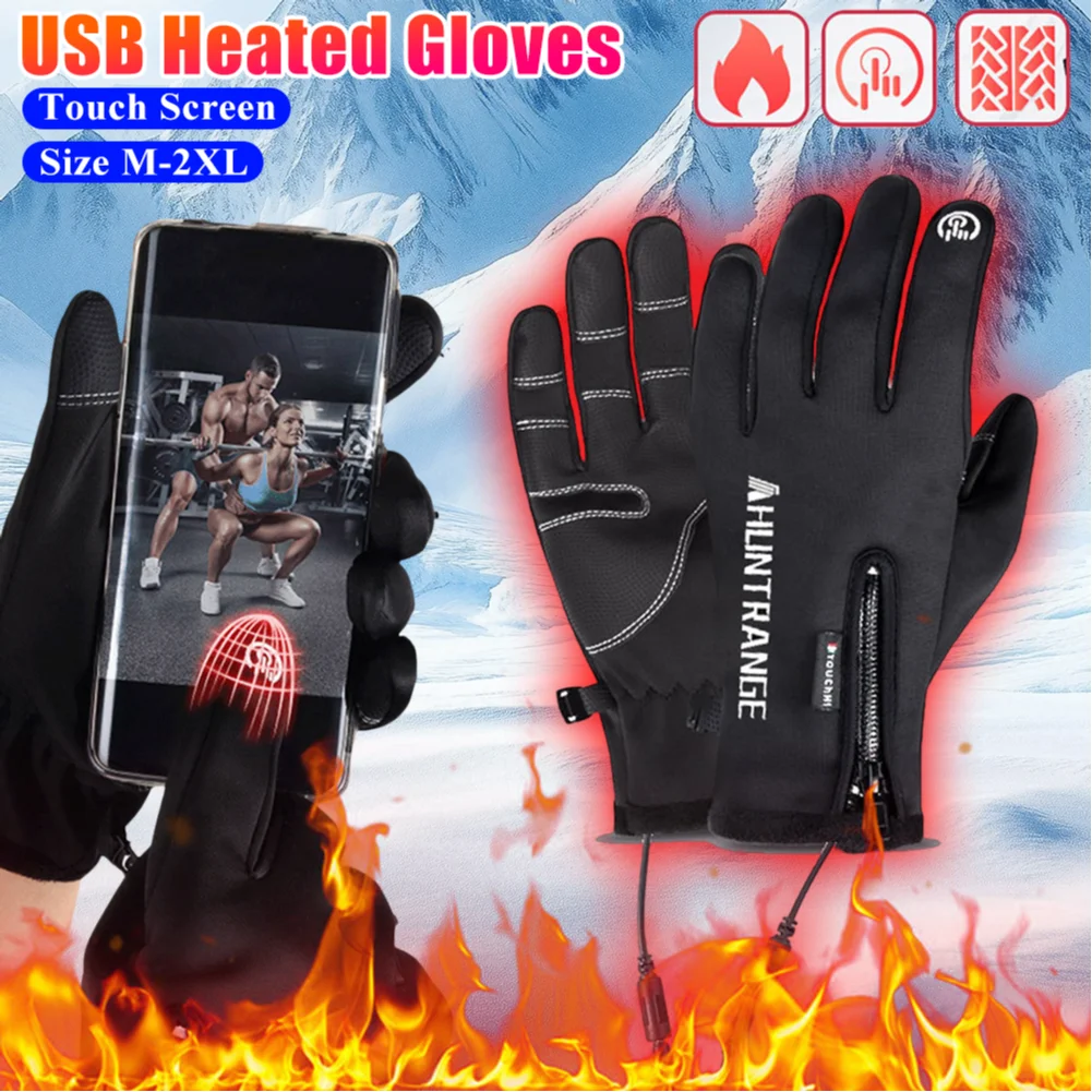 

Heated Gloves Winter Eletric Thermal Heat Gloves Waterproof Touch Screen Gloves for Skiing Snowboarding Hunting Fishing Riding