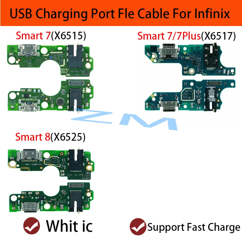 

С поддержкой IC, быстрая зарядка для Infinix Smart7 X6517 X6515 Smart8 X6525, USB-порт для зарядного устройства, гибкий кабель