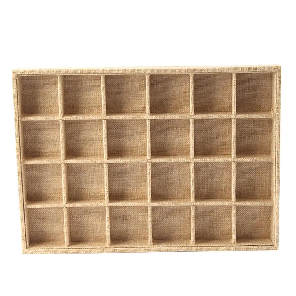 

Linen Jewelry Organizer Tray Stackable Ring Bracelet Necklace Storage Box for Dresser Premium Composite Board with Scratch