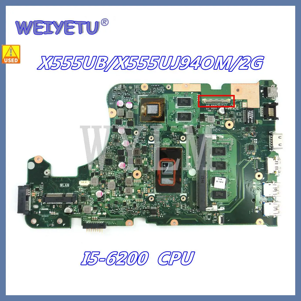 Used X555UB MAIN_BD._4G RAM I5-6200U GTX940M/2G Mainboard For ASUS  X555UB X555U X555UJ Laptop Motherboard 100% Tested