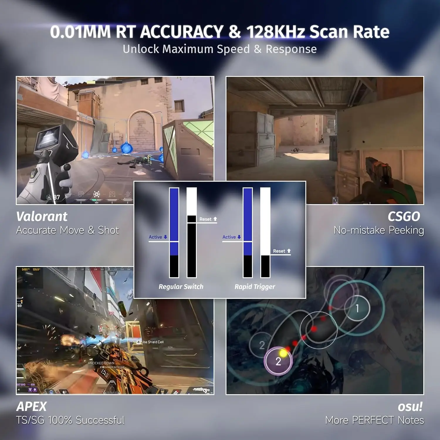 لوحة مفاتيح مغناطيسية ATTACK SHARK X68 HE Rapid Trigger 8 كيلو هرتز، دقة 0.01 مم RT، تخطيط 60%، RGB، تدعم صنبور RT/Snap/DKS/MT/TGL