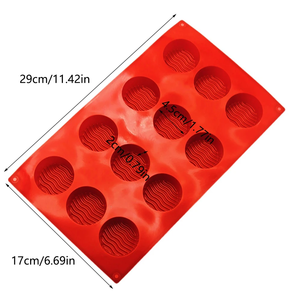 New Arrival 12 Hole Round Wavy Pattern Silicone Cake Mold Food Grade Silicone Chocolate Baking Mold Ice Tray Handmade Soap Mold