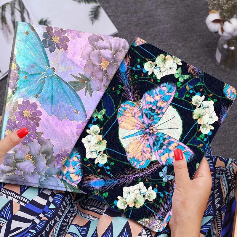 

Colorful Butterfly Flower Feather Tablet Case For Lenovo Xiaoxin Legion Pad Tab Pro GT Y700 Gen4 2 11 P11 M10 K10 3rd Plus Gen