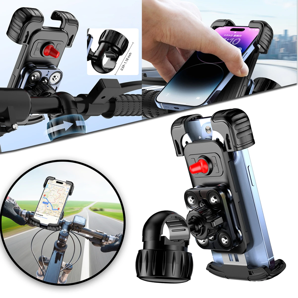 New Electric Car Mobile Phone Holder Shock Absorption Anti-shake Bicycle Car Navigation Holder For Road Mountain Bike Motorcycle