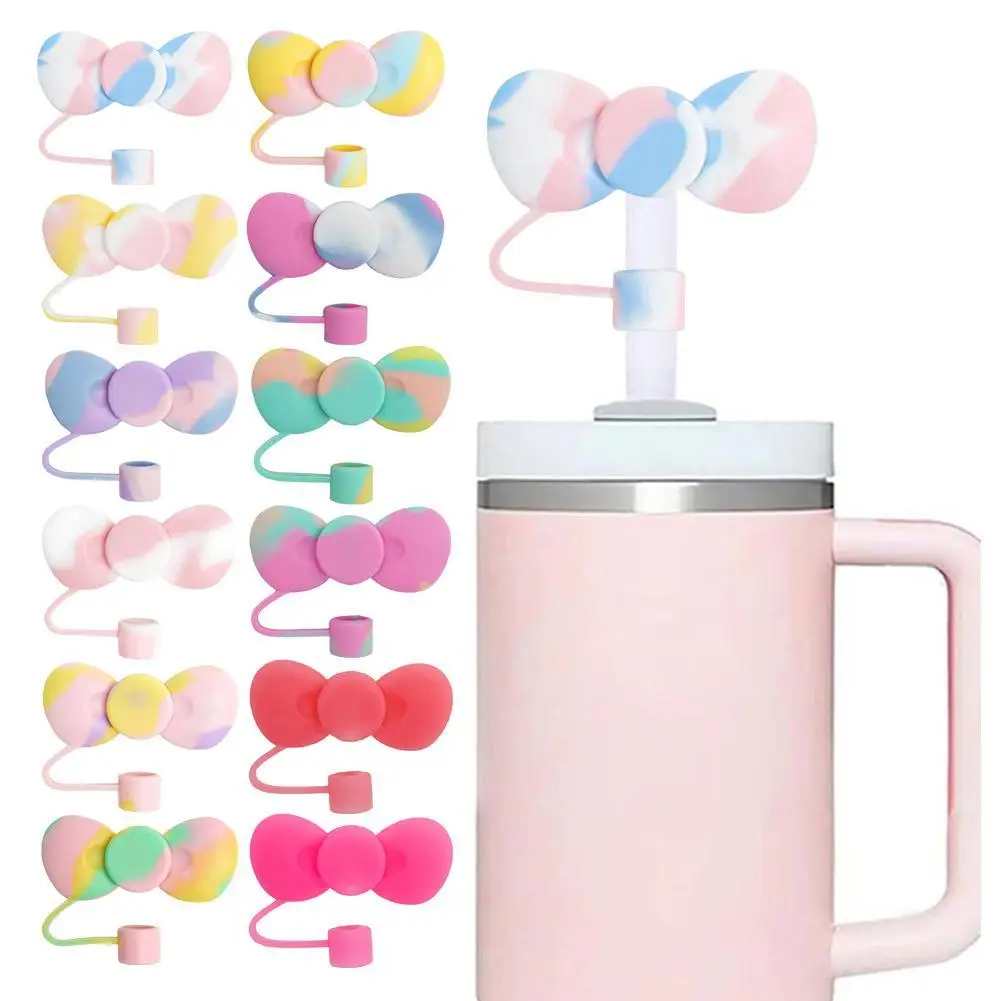 

Lovely Bow Straw Covers Cap Toppers Compatible with Straw Lids Tips Cups,Reusable 30&40 oz Protect Tumbler Silicone Cute C1P5