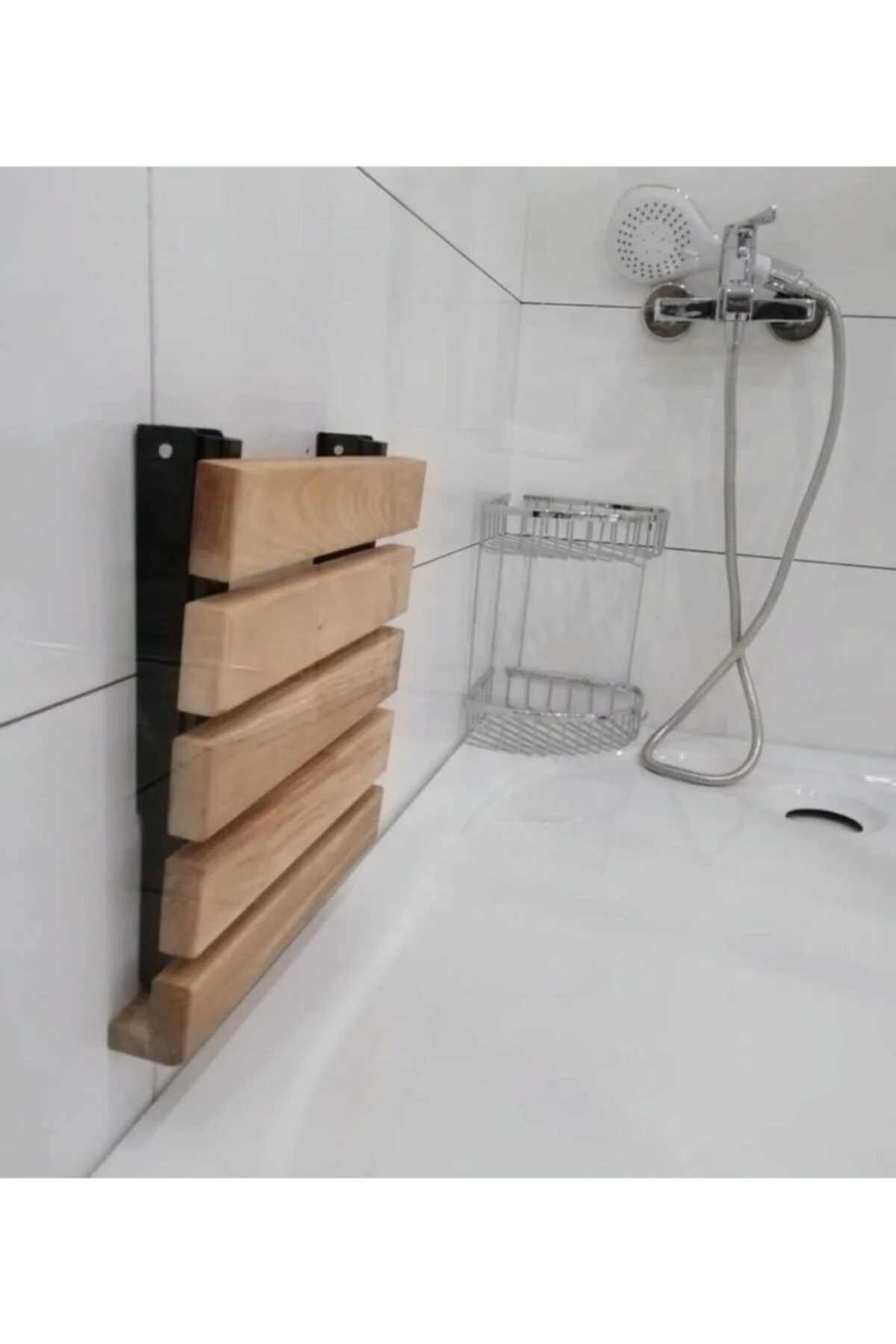 Wall Mounted Foldable Wooden Shower Seat