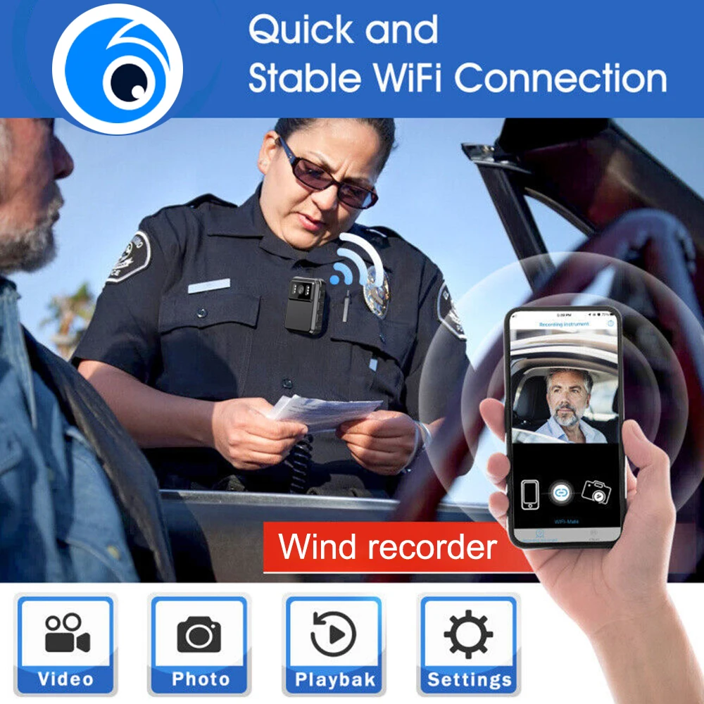 4K Mini Camera Outdoor Law Enforcement Recorder WIFI Camera With High-Definition Screen, High-Definition Police Bodycam