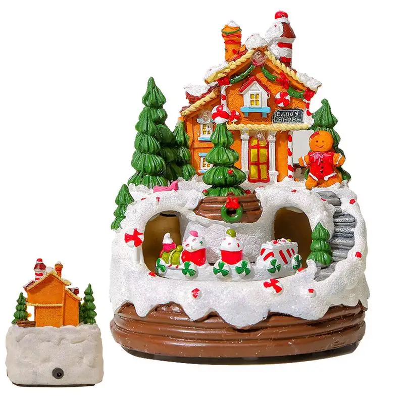 

Christmas House Decor Resin Christmas Village With Music Collectible Buildings Christmas Town Scene Display Christmas Village