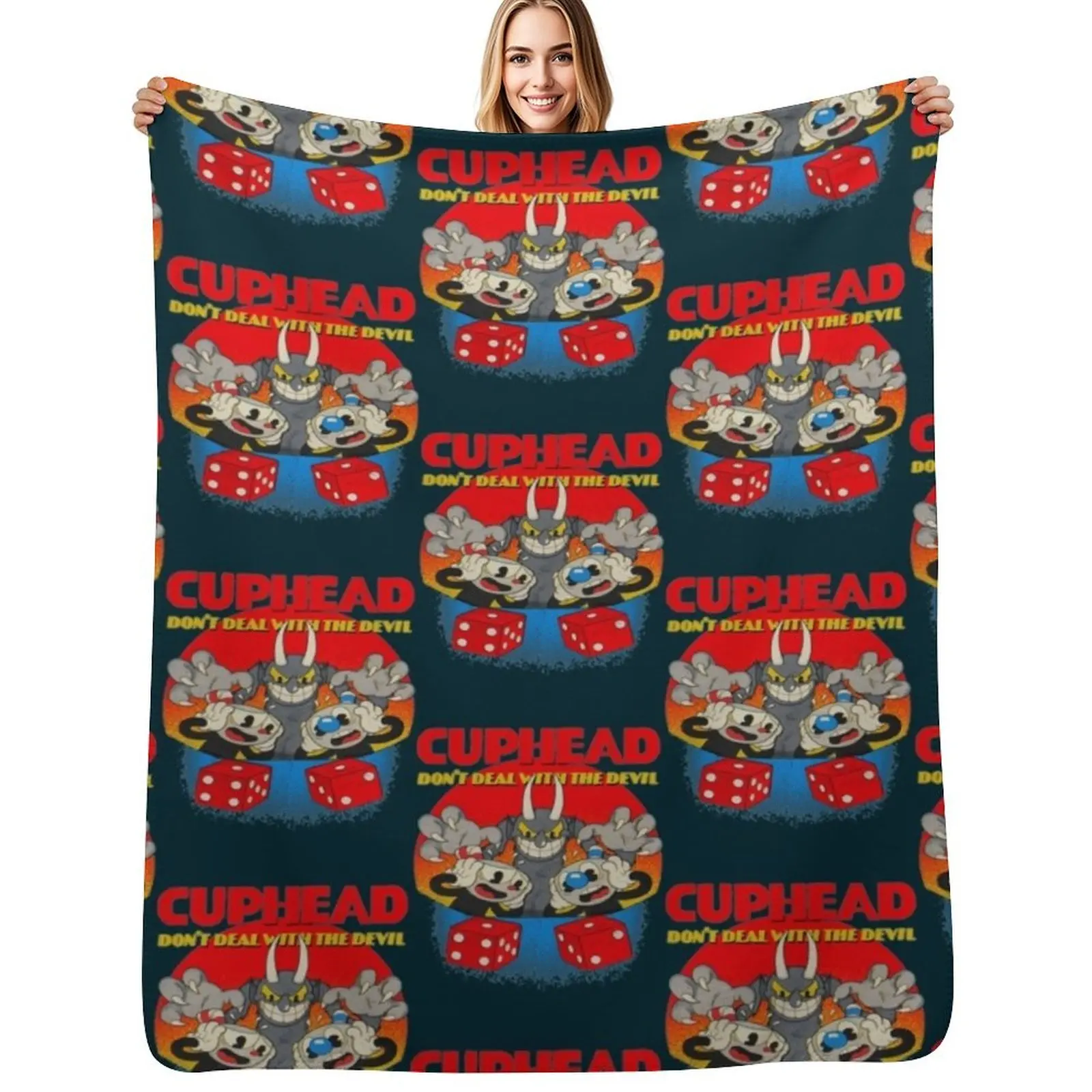 

Cuphead Mugman Dont Deal With The Devil Throw Blanket Compact Warm Blanket for Car Road Trip