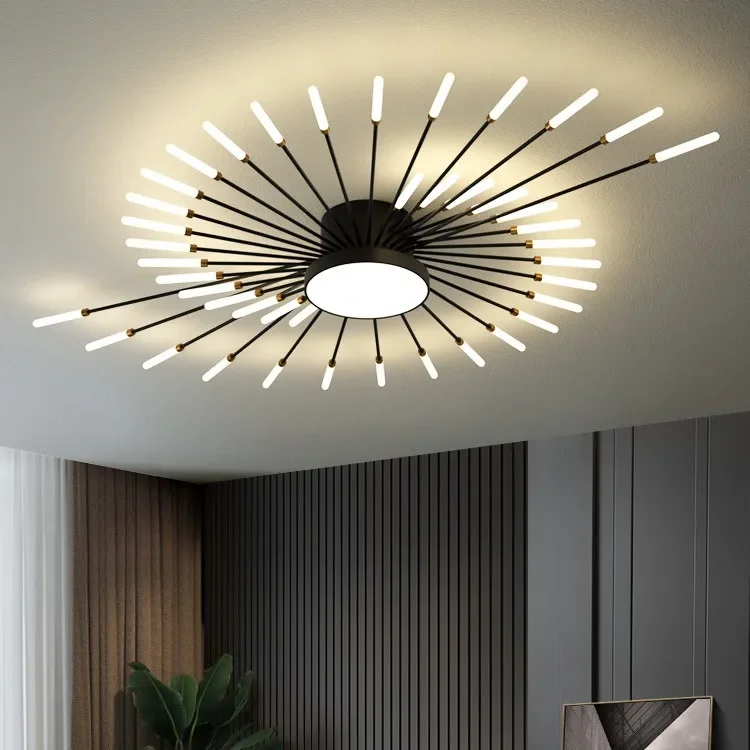 Modern Firework Led Chandeliers Lighting Living Room Ceiling Lights Luminaria Home Decor Bedroom Lamp Black Gold Spiral Lamparas