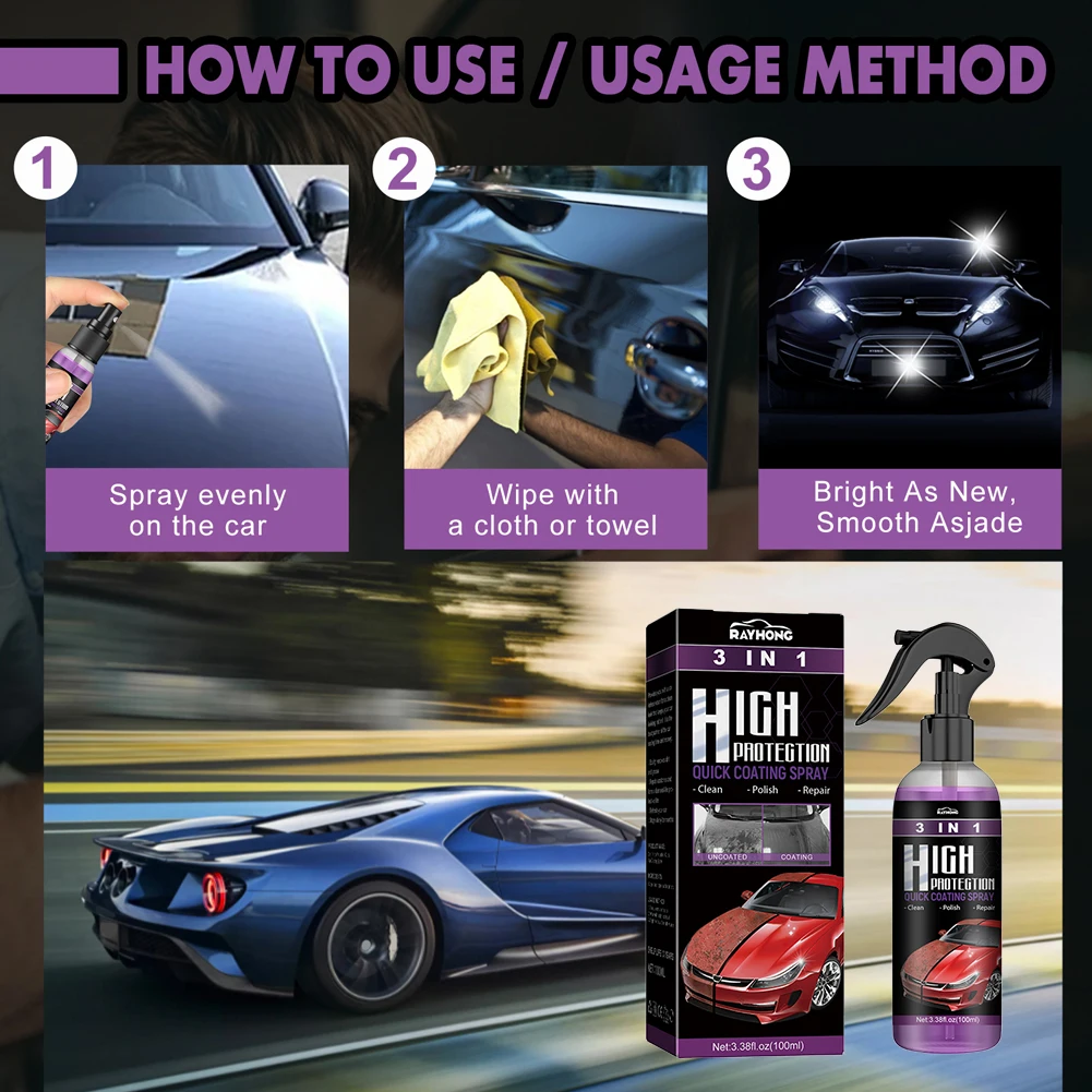 3 In 1 Car Ceramic Coating Spray 100ml Auto Nano Ceramic Coating Car Nano Spray Car Scratch Repair Body Compound Scratch Repair image 4