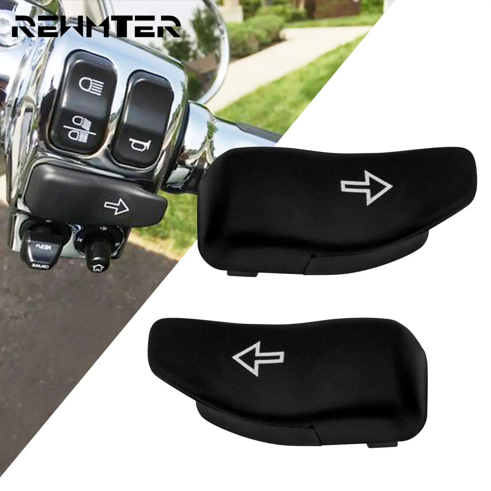 

Motorcycle Black Button Extended Cover Turn Signal Extension Caps Switch For Harley Touring Ultra Limited Electra Glide 2014-21
