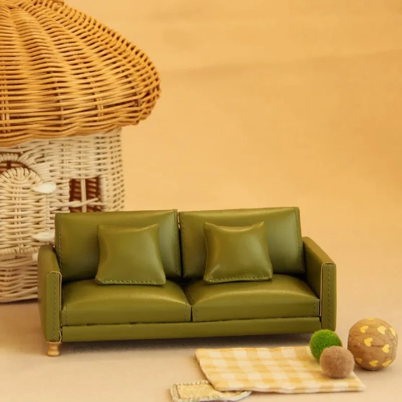 8-12 Scale Dollhouse Miniature Furniture, Leather Sofa Set, Miniature Model Scene Props