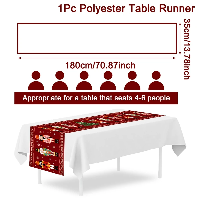 Christmas Gingerbread Man Table Runner 180*35cm Polyester Tablecloth for Indoor Outdoor Home Party Decor Xmas Decorations 2026
