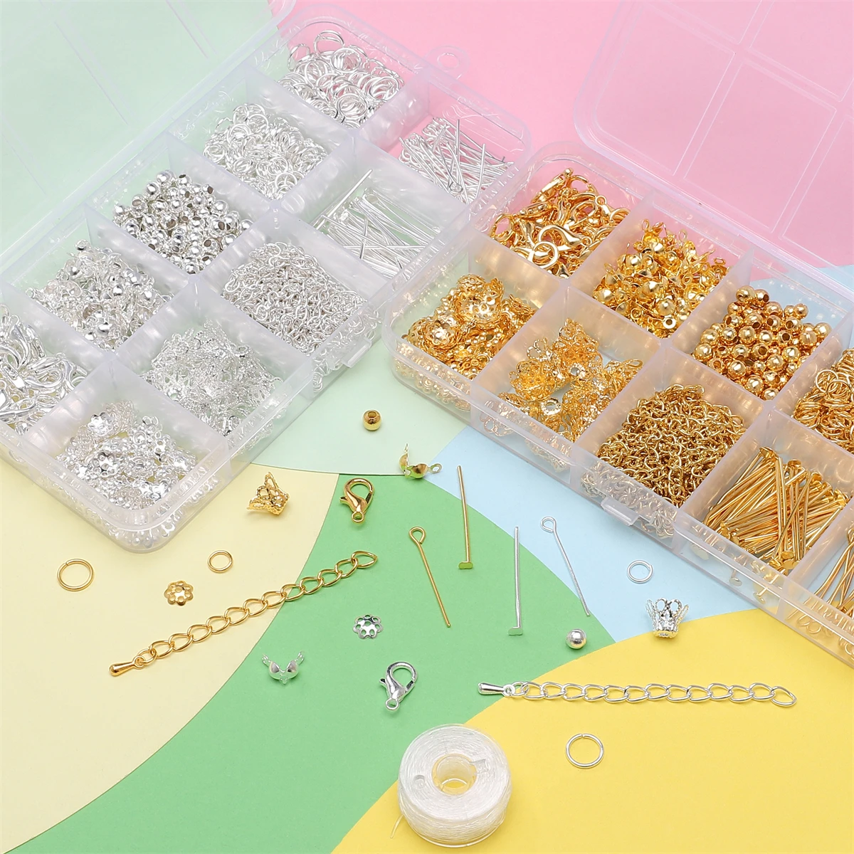 Best-Selling 10-Grid Alloy Stainless Steel Chain Kit - Jewelry Making Materials for Bracelets Earrings Accessories Approx 820pcs