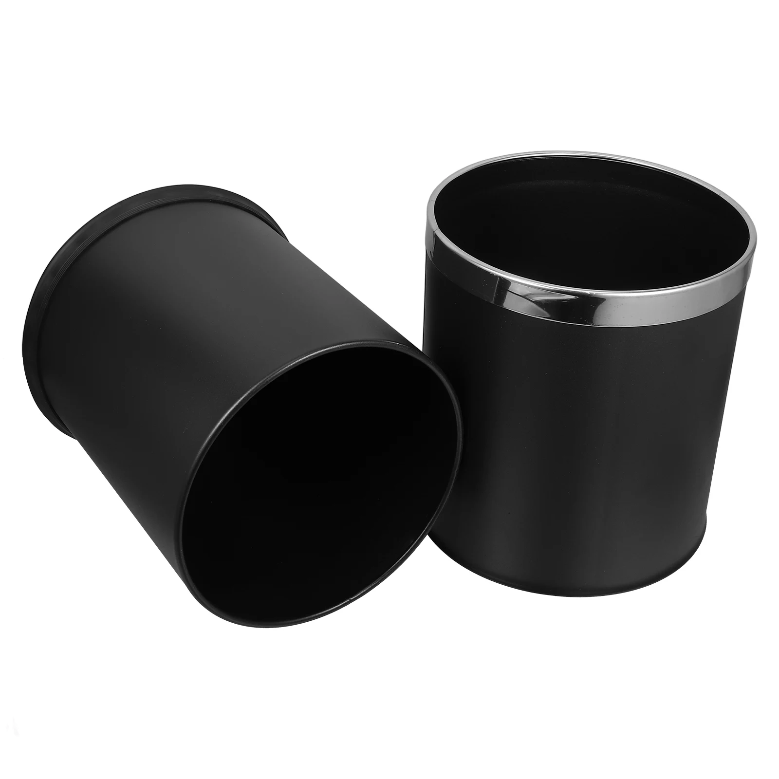 

10L Round Stainless Steel Double Layer Trash Can Home Hotel Office Fireproof Waste Bin Black Bathroom Garbage Can Kitchen