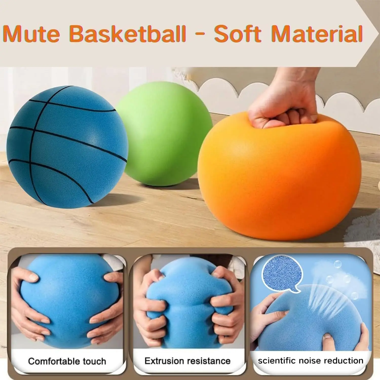 Silent Basketball 2024, verbesserter Airless-Basketball, Quiet Bounce Dunk Basketball, Schaumstoff-Basketball, Dribbling, Indoor Silent BallGeschenk