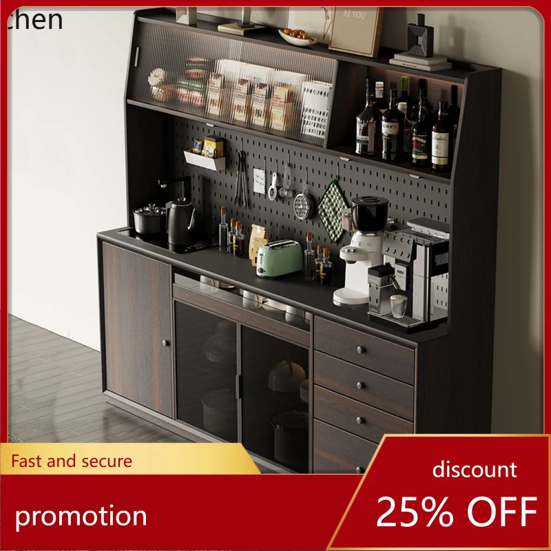 HXL Italian solid wood rock slab dining side cabinet tea bar machine integrated smoke high cabinet coffee tea locker