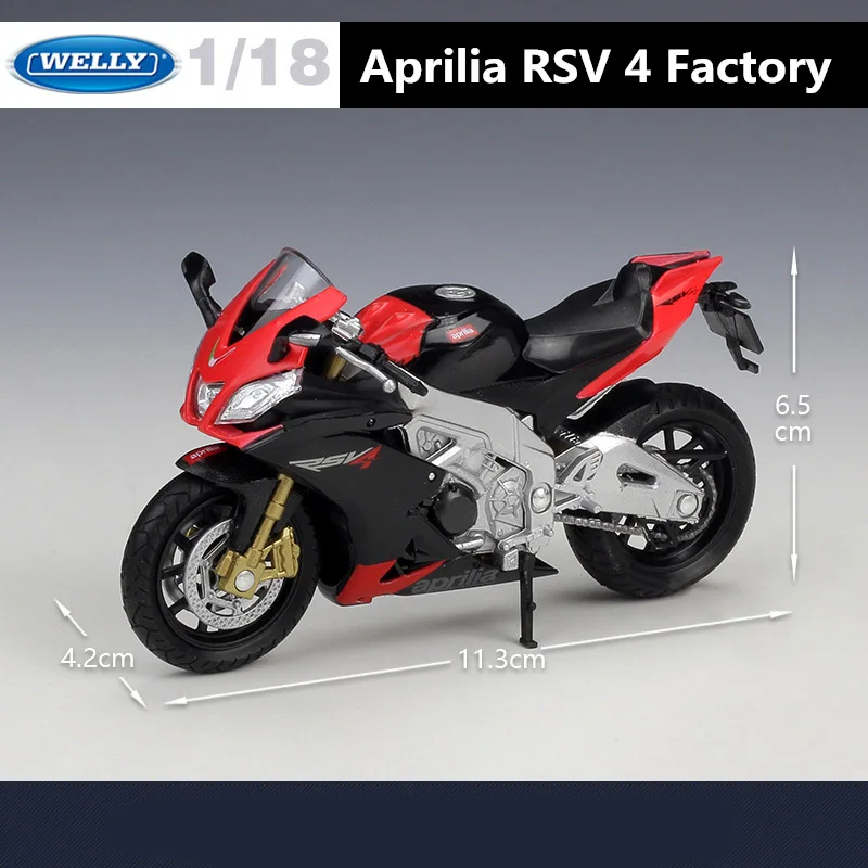 WELLY 1:18 أبريليا RSV4 مصنع سبيكة دراجة رياضية هوائية نموذج محاكاة المعادن شارع دراجة نارية نموذج جمع الأطفال هدية