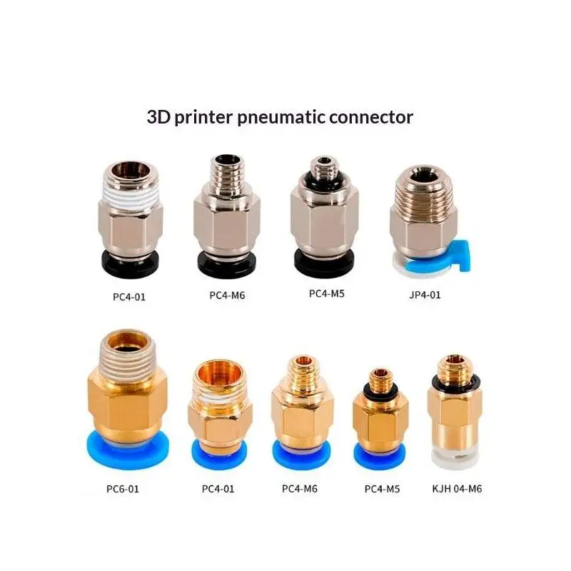 3D Printer Pneumatic Fitting 1Pc PC4-M6 PC4-M10 PC4-01 Male Straight Connector for  Tubing Printer Upgrades