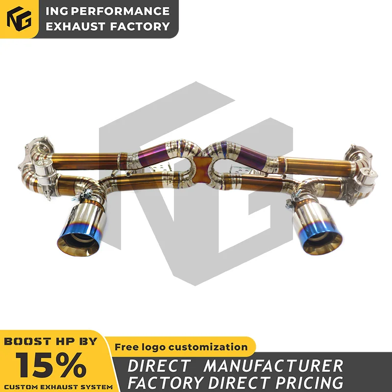 

Ti/SS304 for Porsche 718 GT4 RS 4.0L Tips with vacuum valve Without drums ING Exhaust System Performance Catback