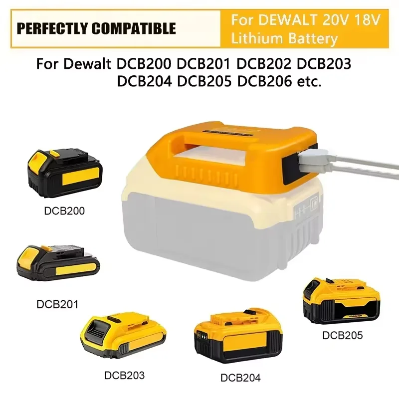 Ładowarka USB do akumulatora litowo-jonowego Dewalt 18 V 20 V z portami USB typu C Uchwyt akumulatora do DEWALT DCB200 DCB205