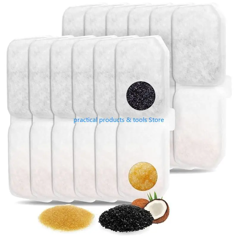 

77JB 10 PCS for Cat Water Fountain Replacement Activated Carbon Filters Rectangle Sha