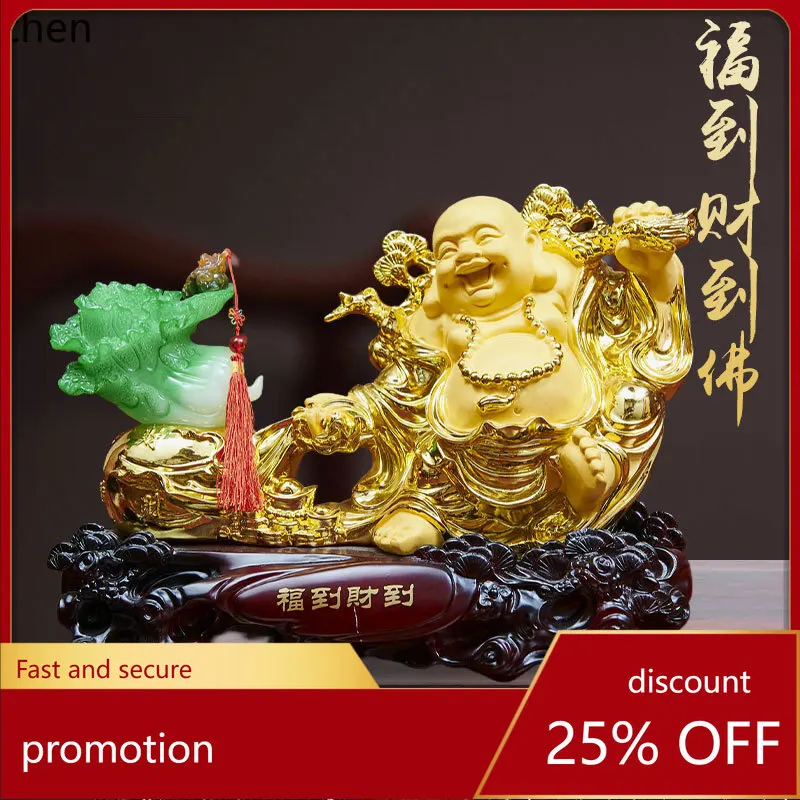 

LXC Maitreya Buddha Blessing and Wealth Ornament Home Decor Entrance Hall Housewarming Opening Gift Craft