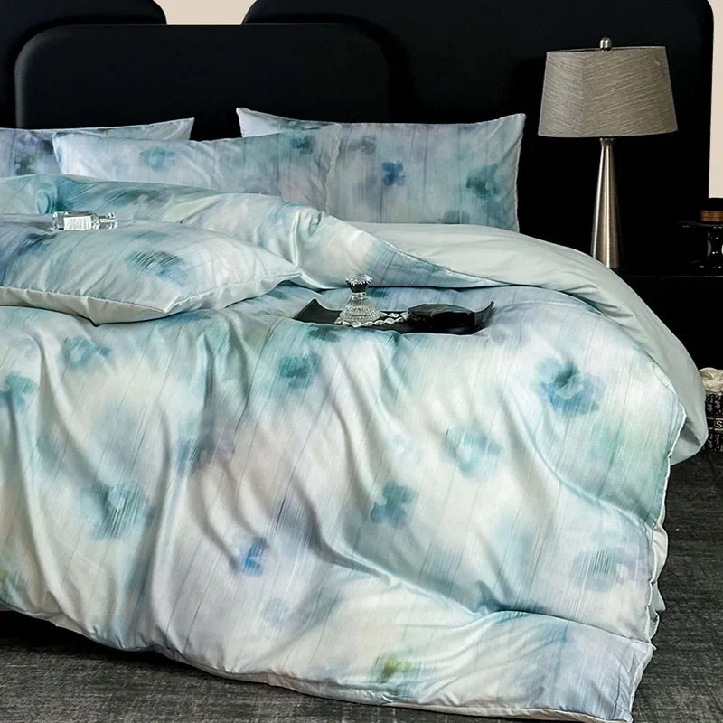 

Digital Printed Washed Cotton Bedding Set Comfortable Soft Single Double Size Bed Linens Chic Comforter Cover Sets for Summer
