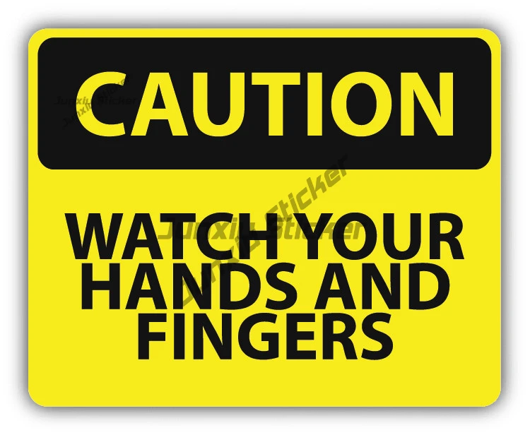 

Caution Watch Your Hands And Fingers Warning Sticker Car Laptop Speedboat Bumper Rear Windshield Waterproof Exterior Decal Pvc