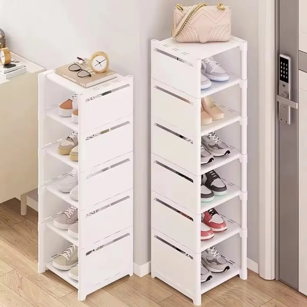 Shoe Rack Storage Organizer 4-8layer Shoe Cabinets Shoes Storage Rack Space Saving Sneakers Organizer Wall Corner Shoes Shelf