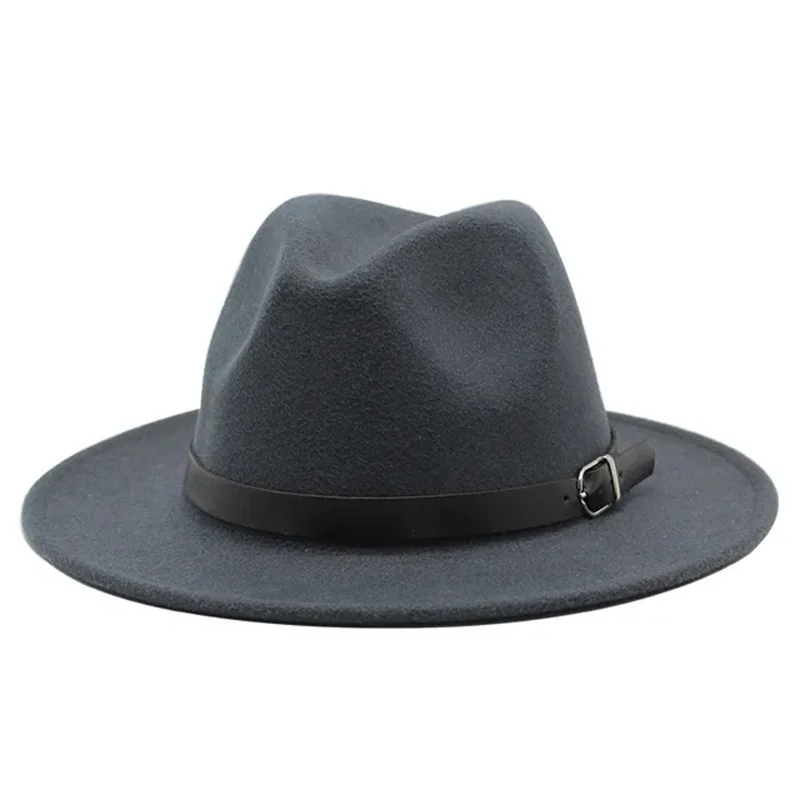 Men\'s fedora hat Men\'s and women\'s universal solid color fedora hat Women\'s 21 color wide brim jazz hat Autumn and winter Britis