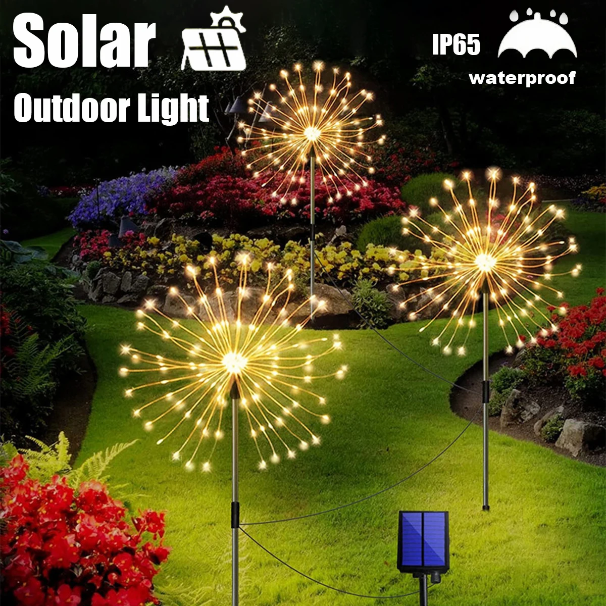 Luzes solares ao ar livre do jardim, luzes-leão para o partido do gramado do pátio e festivais, IP65 impermeável, 8 modos de iluminação, 4 PCs